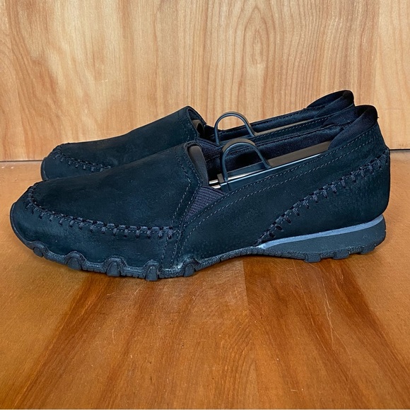 Womens 6.5 Skechers Relaxed Fit Slip On Bikers Sneakers Black SEF0412 - Picture 3 of 8